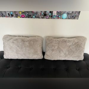 Restoration hardware Luxe Faux chinchilla 2 pillow covers